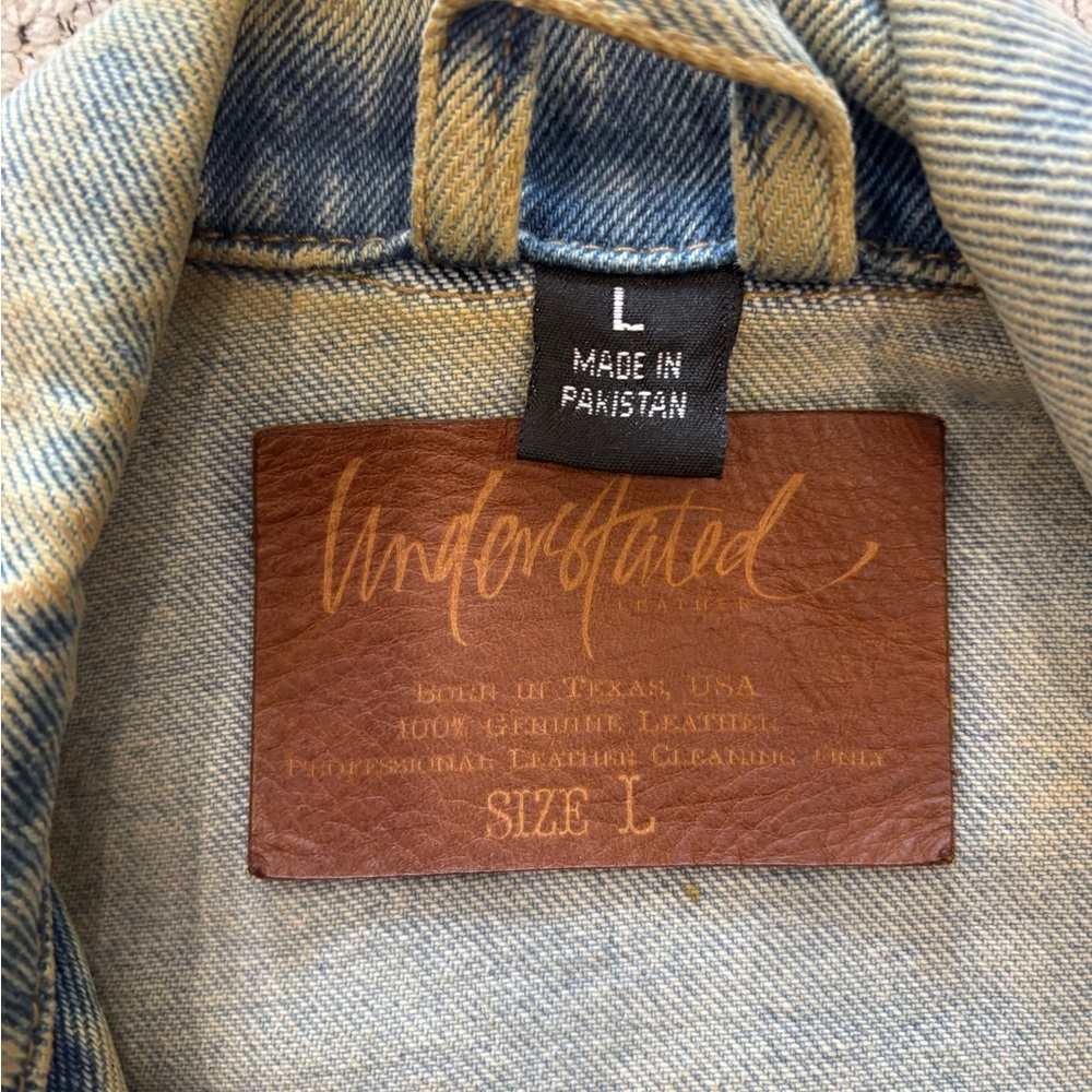 Understated Leather “Go Sit on a Cactus” Denim Jacket - Picture 3 of 6